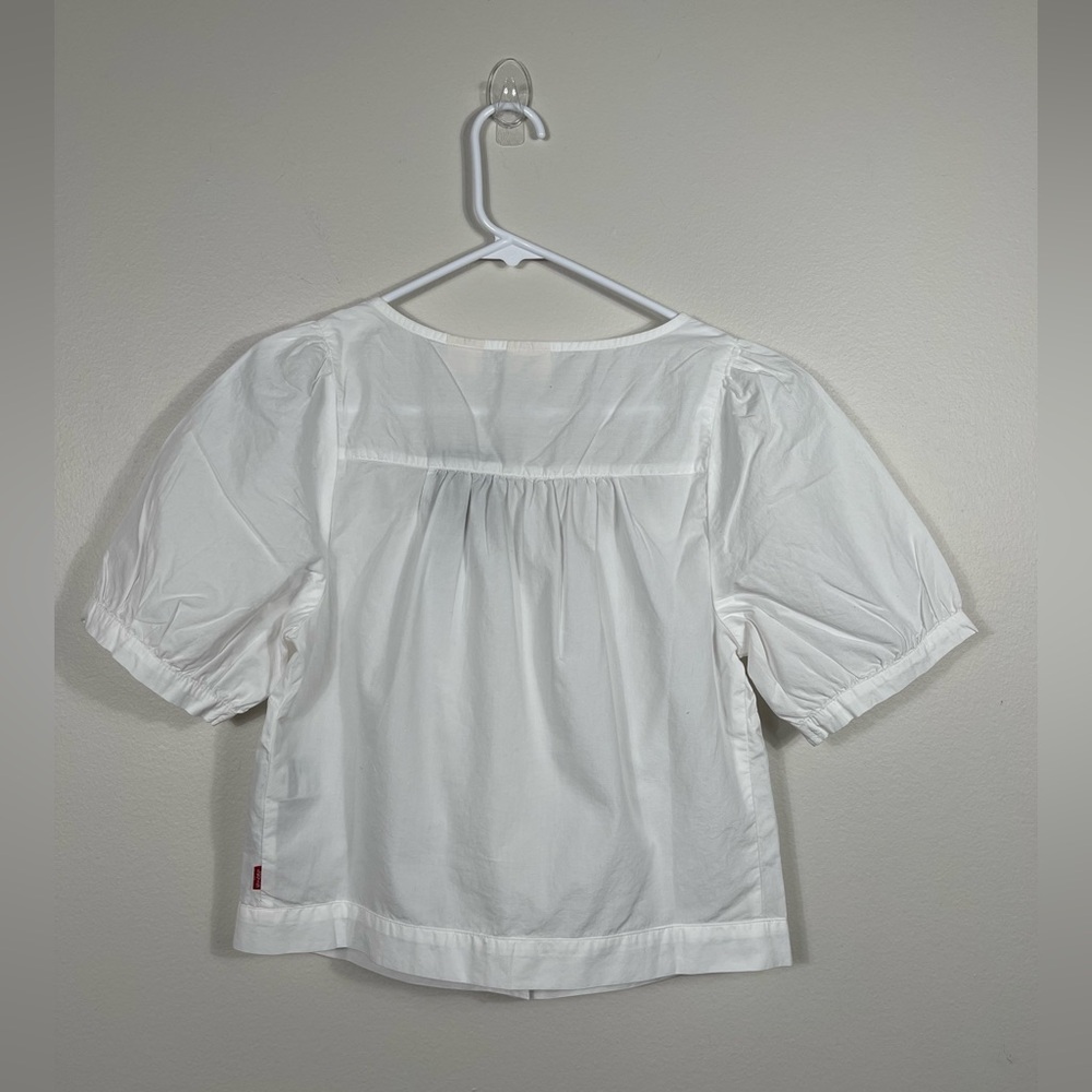 Levi’s Women's Simone Top Elegant White Blouse with Lace Trim and V-Neck NWT - Picture 8 of 15